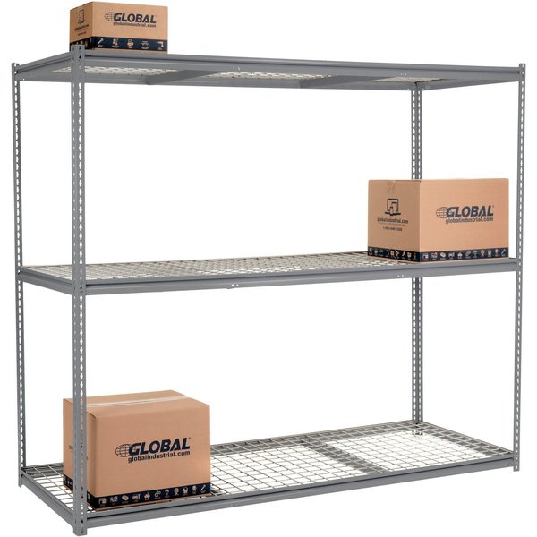 Global Industrial High Cap. Starter Rack 96Wx24Dx96H 3 Levels Wire Deck 800lb Per Shel Gray 580959GY